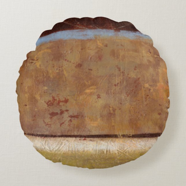 Moderne Malerei in Earth Tones von Norman Wyatt Rundes Kissen (Vorderseite)