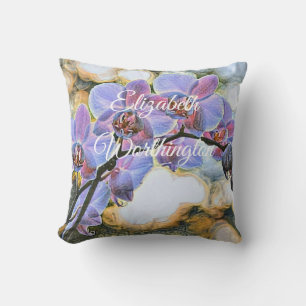 Moderne Malerei Lila Blue Orchid Blume Kissen