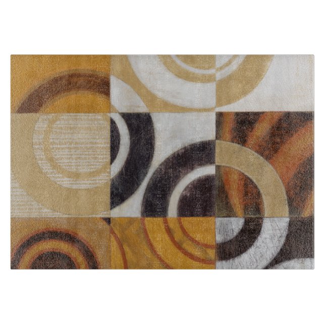 Moderne Malerei mit kreisförmigen Mustern Schneidebrett (Vorderseite)