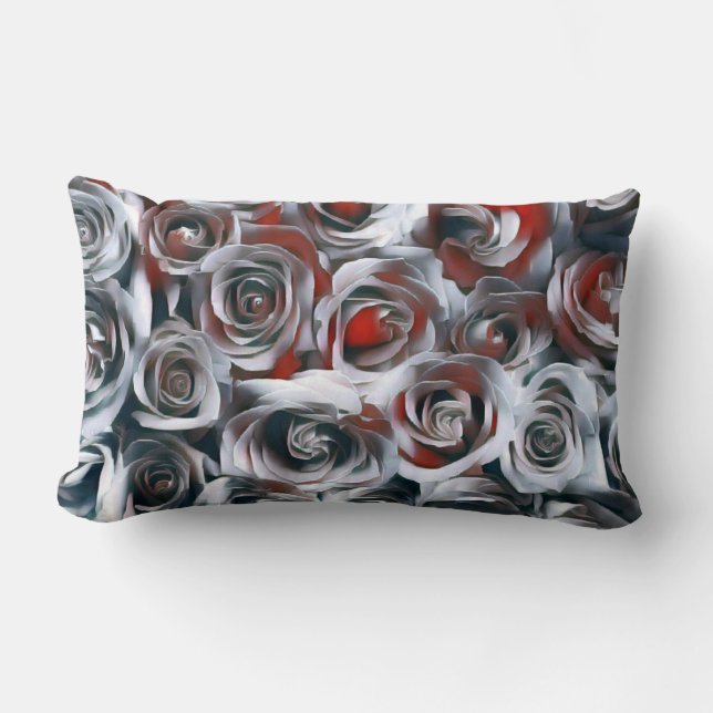 Moderne Malerei mit Schwarz-weißem Silber und Rote Lendenkissen (Vorderseite)