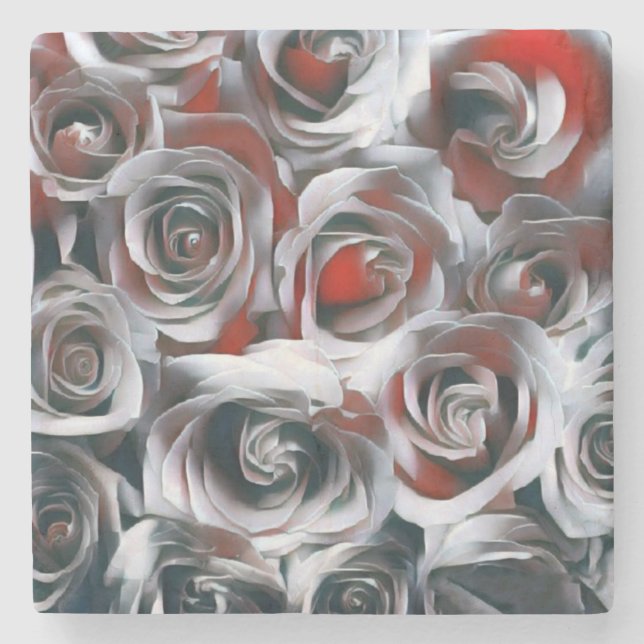 Moderne Malerei mit Schwarz-weißem Silber und Rote Steinuntersetzer (Vorderseite)
