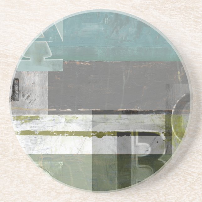 Moderne Malerei mit versammelten Buchstaben Sandstein Untersetzer (Vorne)