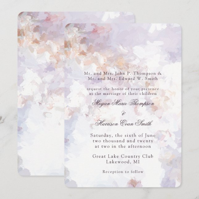 Moderne Malerei Romantische Hochzeitseinladung Einladung (Vorne/Hinten)