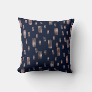 Moderne Malpinsel Rose Gold & Marineblauer Glitter Kissen