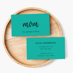 Moderne Mama Aquamarine Green Mommy Kontaktkarte Rabattkarte