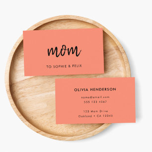 Moderne Mama   Coral Pink Mommy Contact Card Rabattkarte
