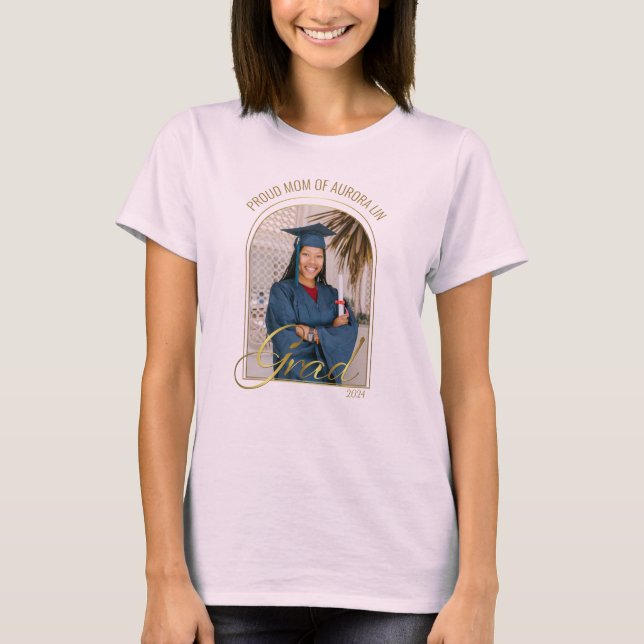 Moderne Mama des Grad Custom Foto Pink Boho T-Shirt (Vorderseite)