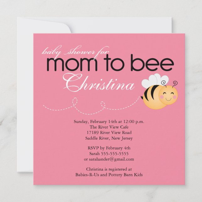 Moderne Mama für Bee Baby Dusche Einladung (Vorderseite)