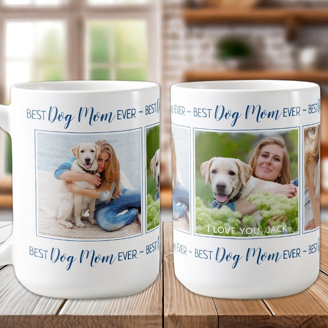 Moderne Mama für Hunde Personalisiert 3 Foto Kaffeetasse (Von Creator hochgeladen)