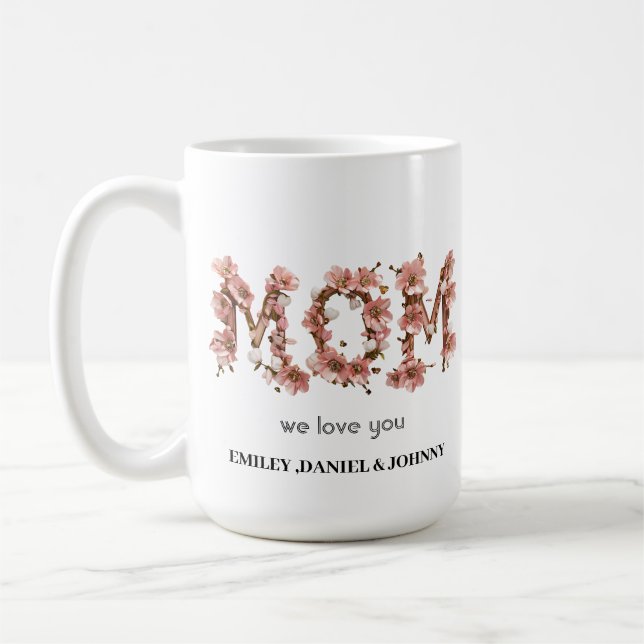 Moderne Mama Kinder nennen Muttertagsgeschenk Kaffeetasse (Links)