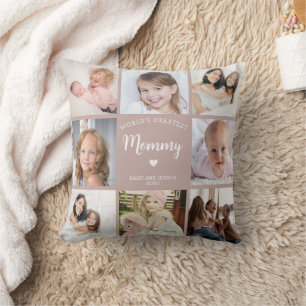 Moderne Mama Maßgeschneiderte FotoCollage Rosa Her Kissen