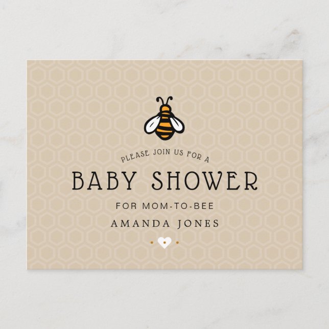 Moderne Mama-zu-Bee-Babydusche Einladungspostkarte (Vorderseite)