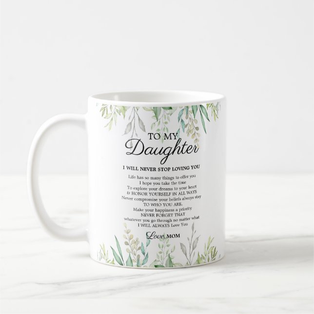 Moderne Mama zu Tochter-Ermutigungsgelände Kaffeetasse (Links)