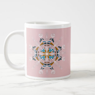Moderne Mandala-Blumen-Rosé-Boho-Kunst Jumbo-Tasse
