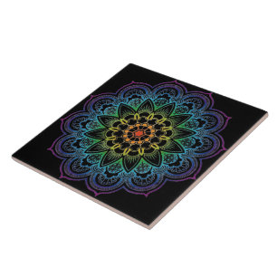 Moderne Mandala Coloration Datura Fleur Carreaux c