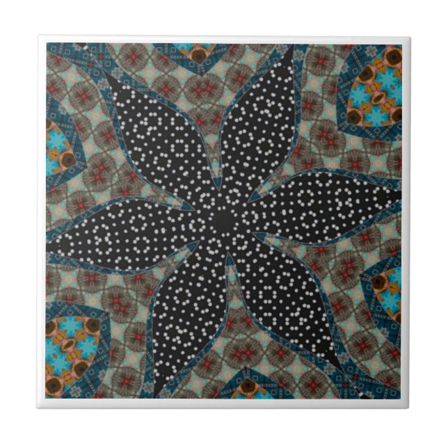 Moderne Mandala Keramik Tile Fliese (Vorderseite)
