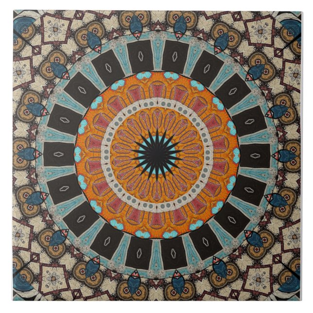 Moderne Mandala Keramik Tile Fliese (Vorderseite)