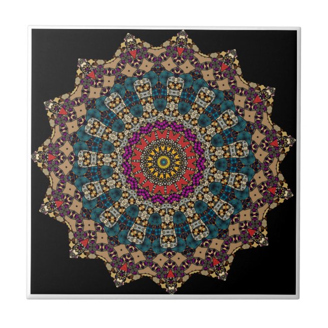 Moderne Mandala Keramik Tile Fliese (Vorderseite)