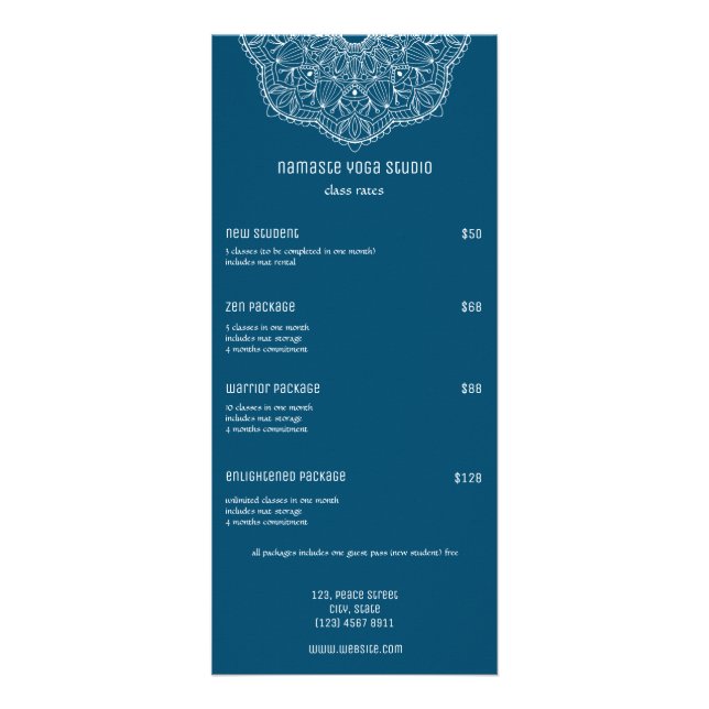 Moderne Mandala Yoga Massage Reiki Aquamarin Werbekarte (Vorne)