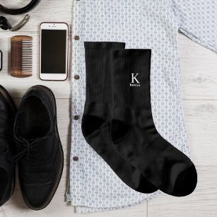 Moderne Männer Monogramm Name schwarz-weiß elegant Socken