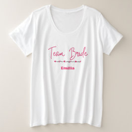 Moderne Mannschaft Braut Pink Heart Bridal Bridal  Große Größe T-Shirt