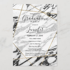 Moderne Marble Gold Geometric Graduation Party Einladung