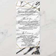 Moderne Marble Gold Geometric Wedding Programme
