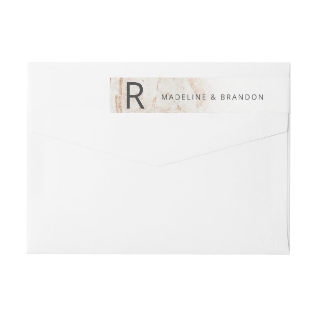Moderne Marbles Beige Fall Monogram Rücksendeadres (Rückseite)