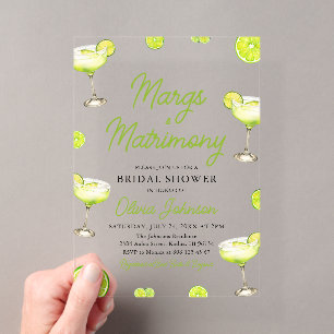 Moderne Margs- und Hochzeits-Cocktail-Brautparty Acryleinladungen