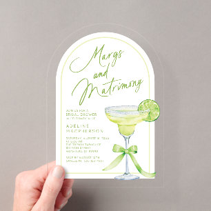 Moderne Margs und Matrimony-Brautparty Acryleinladungen