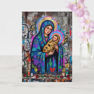 Moderne Maria Jesus Weihnachtskarte Karte