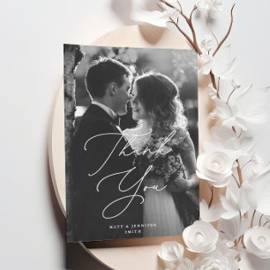 Moderne Mariage de script chic Carte de remercieme