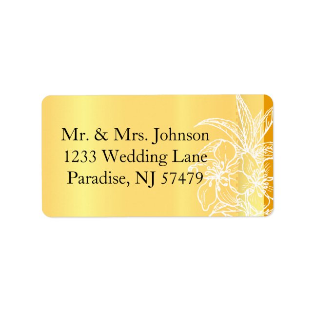 Moderne marigold Yellow & White floral Briefmarke Adressaufkleber (Vorne)