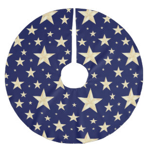 Moderne Marine-Blau-u. Imitat-Goldfolien-Starry Polyester Weihnachtsbaumdecke