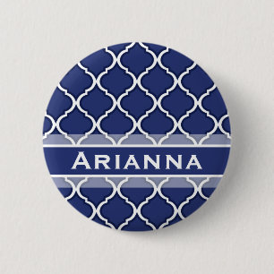 Moderne Marine Blue Marokkaner Trellis Button