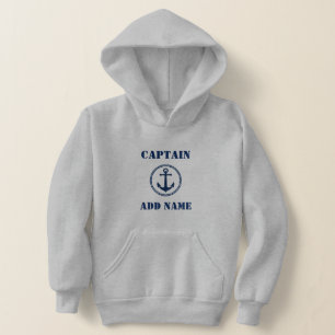 Moderne Marine Blue Nautical Anchor & Name & Rank Hoodie