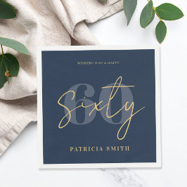 Moderne Marine Elegant 60. Geburtstag Serviette