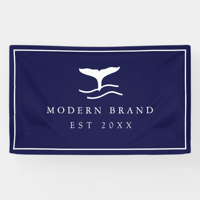 Moderne Marine Elegante Küstenwal Fin Banner (Horizontal)