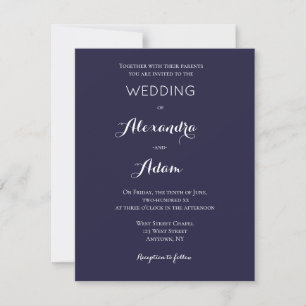 Moderne Marineblau-Hochzeitseinladungen Einladung