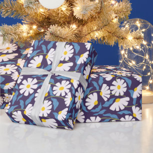Moderne marineblaue Blumenverpackung Elegantes M Geschenkpapier