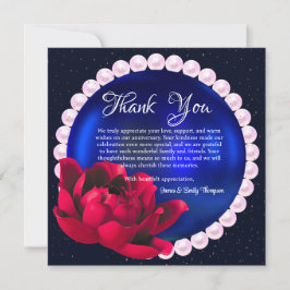 Moderne marineblaue Rose Pearl Wedding Jubiläum Dankeskarte