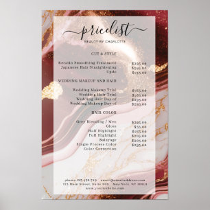 Moderne Marmor Glitter Salon Preisliste Poster
