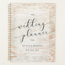 Moderne Marmor in Beige mit Kupfer Hochzeitsplänen Planer