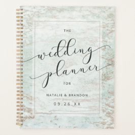 Moderne Marmor in Mint Rose Gold Hochzeitspläne Planer