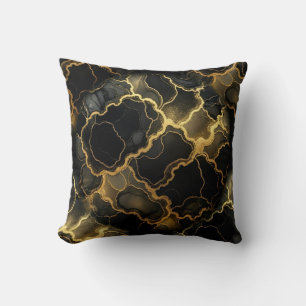Moderne Marmor-Optik in Schwarz + Gold Luxus  Kissen