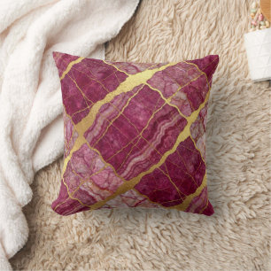 Moderne Marmor-Rosa + Gold Luxus Kissen