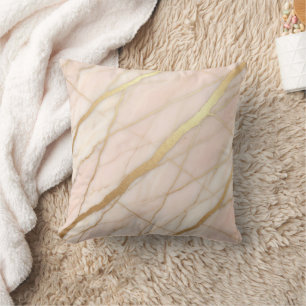 Moderne Marmor-Rosa + Gold Luxus Kissen
