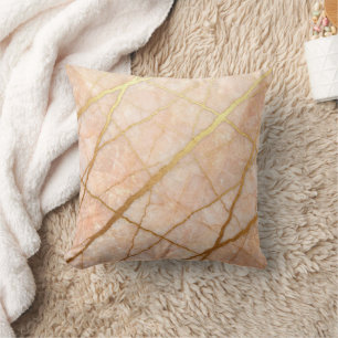 Moderne Marmor-Rosa + Gold Luxus Kissen