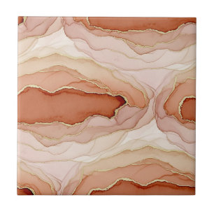 Moderne Marmor-Ton-Gold-Abstraktion Fliese
