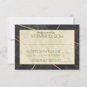 Moderne Marmor- und geometrische Hochzeitsantwort RSVP Karte